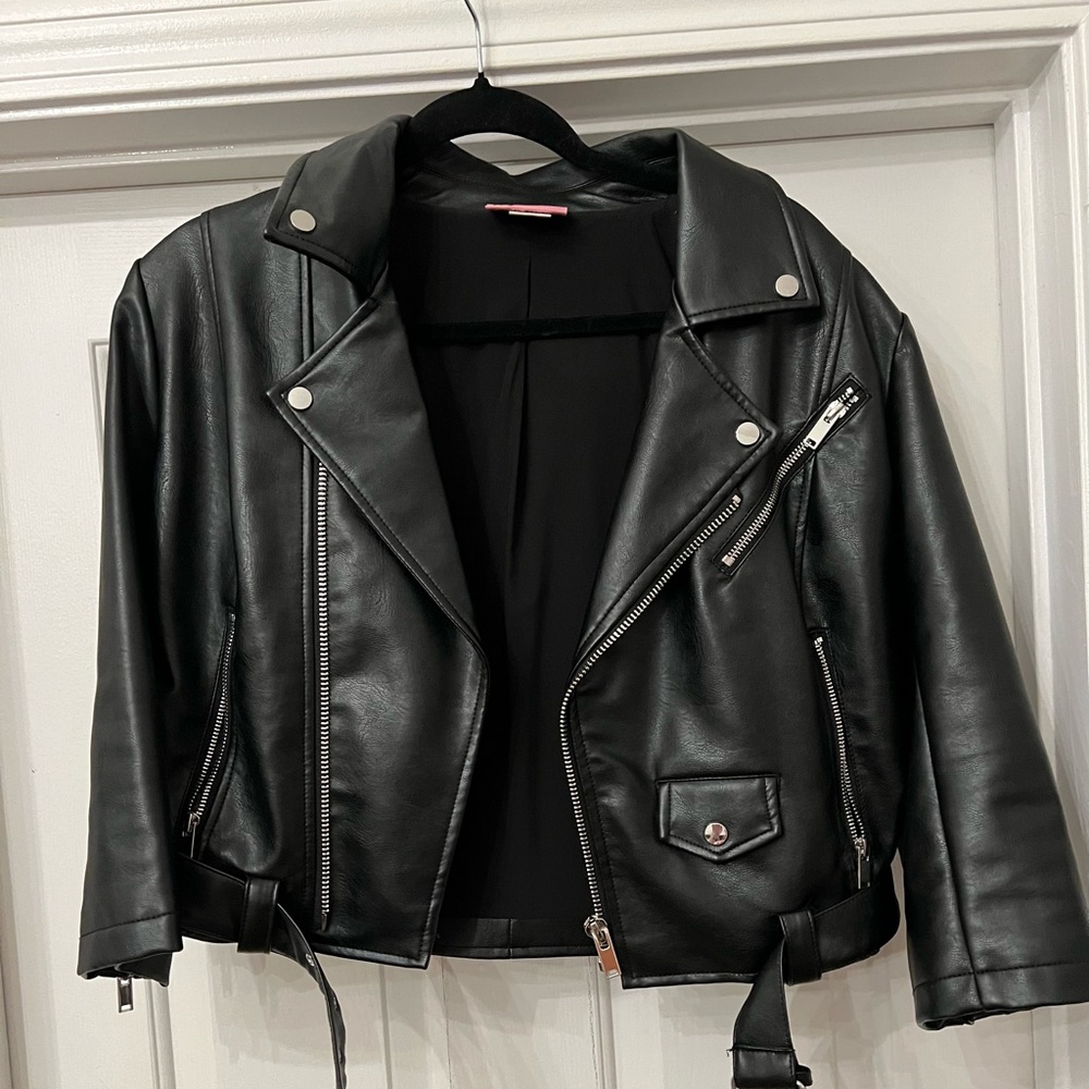Vixen by Micheline Pitt Black Leather Moto Jacket